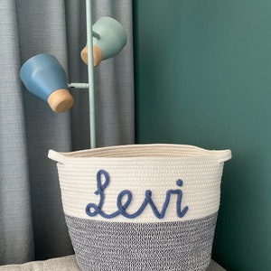 Cotton rope basket with name Small personalized maternity gift, baby gift, kids gift image 7
