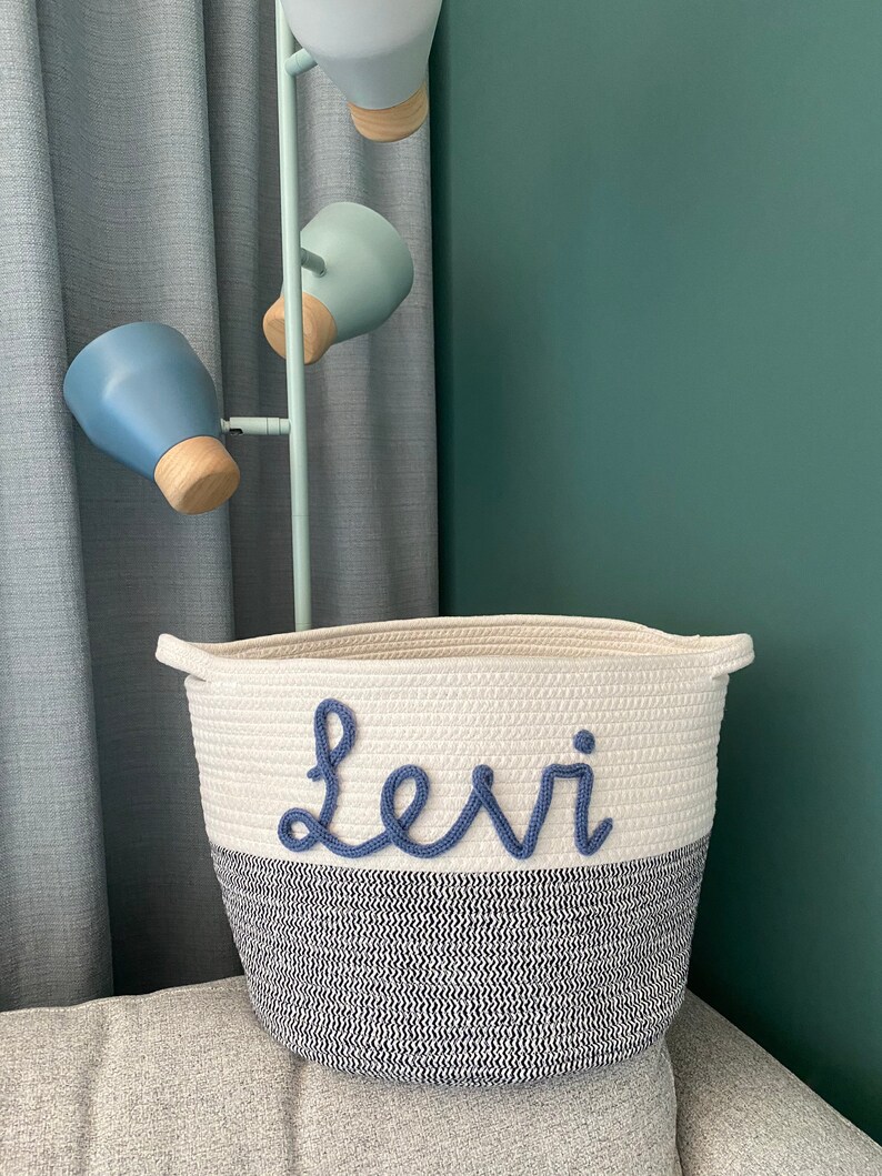 Cotton rope basket with name Small personalized maternity gift, baby gift, kids gift image 7