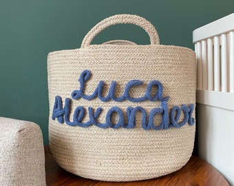 Luxury cotton rope basket with name - Large