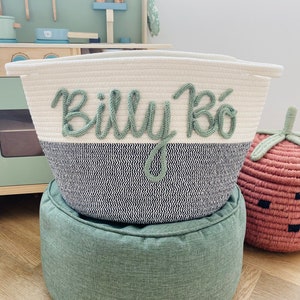 Cotton rope basket with name Small personalized maternity gift, baby gift, kids gift image 4