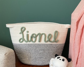 Cotton rope basket with name - Small (personalized maternity gift, baby gift, kids gift)
