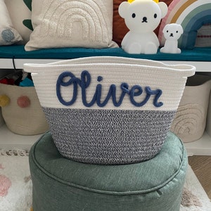 Cotton rope basket with name Small personalized maternity gift, baby gift, kids gift image 9