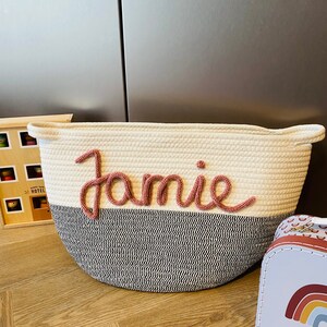 Cotton rope basket with name Small personalized maternity gift, baby gift, kids gift image 8