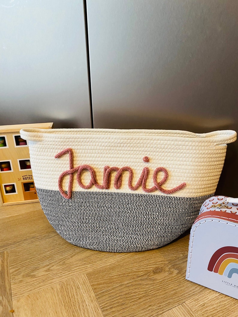 Cotton rope basket with name Small personalized maternity gift, baby gift, kids gift image 8