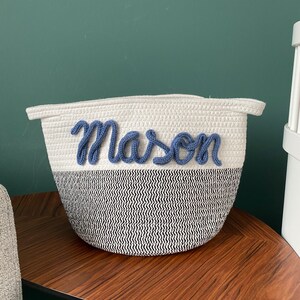 Cotton rope basket with name Small personalized maternity gift, baby gift, kids gift image 5