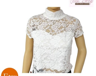 1950s Inspired White lace top (3 for 2 on all Clothing + FREE DELIVERY)