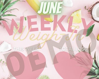 Juni Wekelijkse Gewichtsverlies Tracker voor Instagram en Facebook