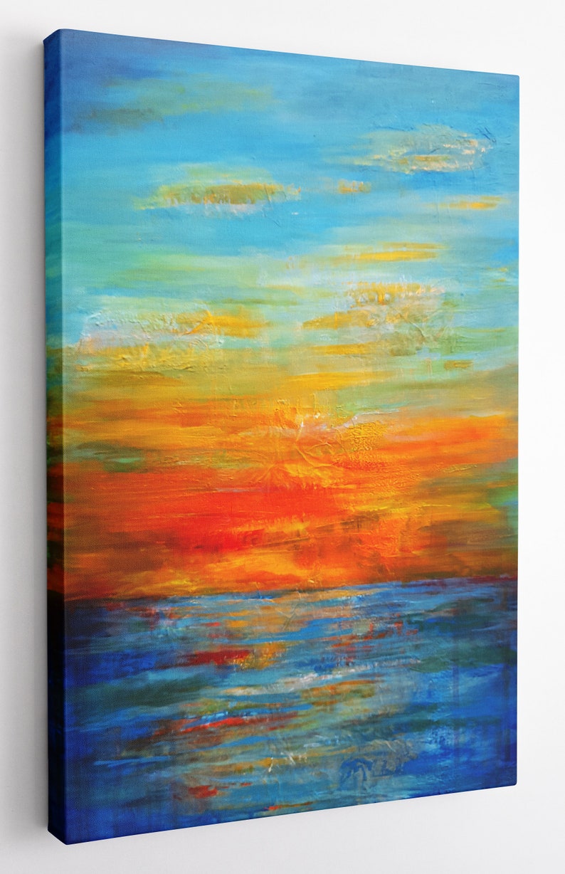 Abstract Sunset Sea Wall Art Canvas Print for Living Room Etsy