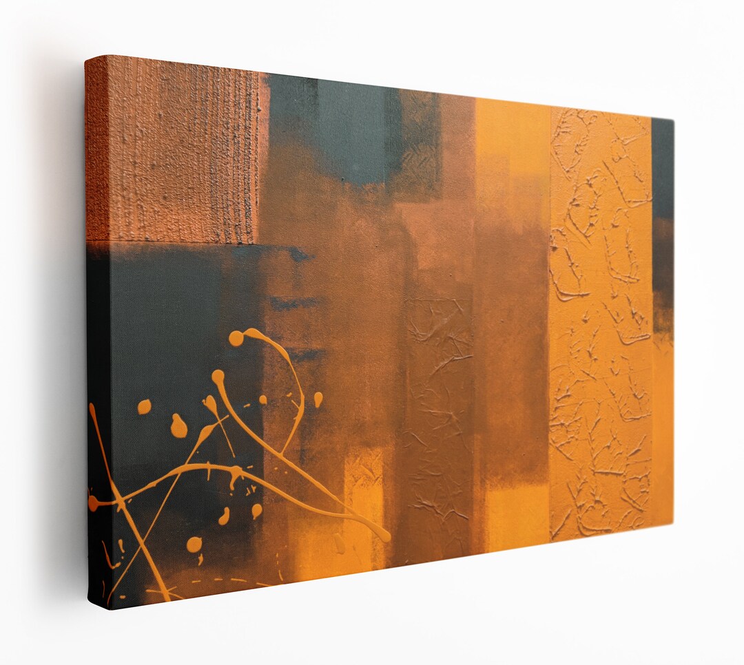 Abstract Canvas, Wall Art Print, Gold/brown premium 100 Cotton Canvas