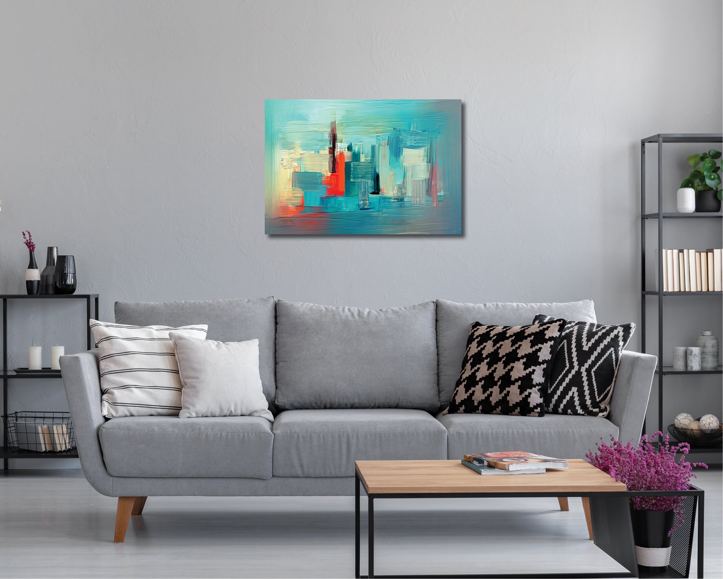 Abstract Wall Art Teal Blue Home Decor Living Room Bedroom Etsy UK