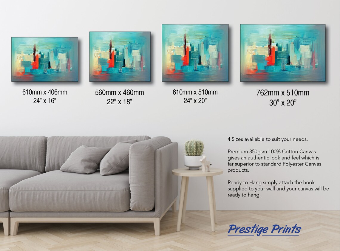 Abstract Wall Art Teal Blue Home Decor Living Room Bedroom Etsy UK