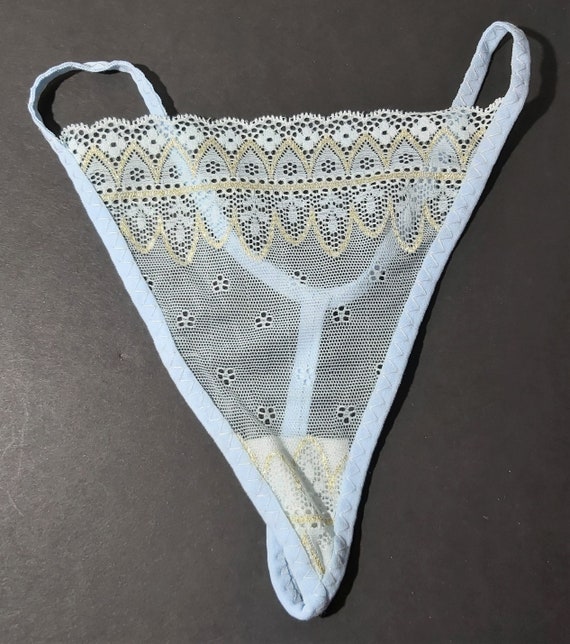 Cute Sheer White Lace Super Sexy Micro G-string, Thong With Bow
