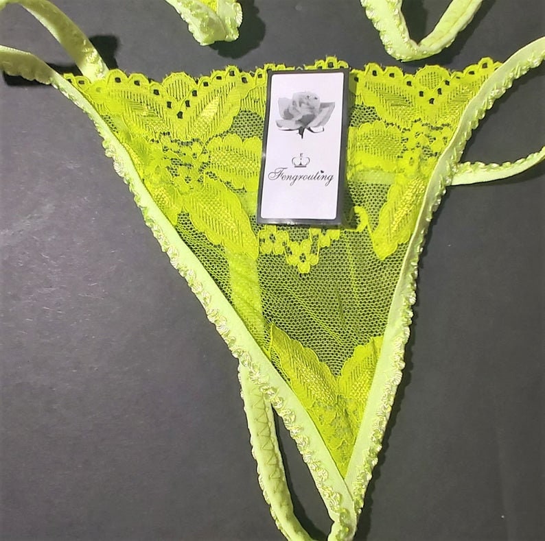 Erotic Hot Lingerie Sheer Thong Panties Limey Women S G Etsy