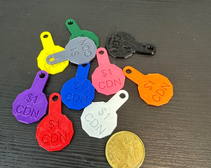 Canadian Shopping Cart Keys Dual Purpose Quarter & Loonie Grocery Store