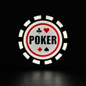 Poker Chip Token Led LightBox Sign | Lamp | Room Decoration