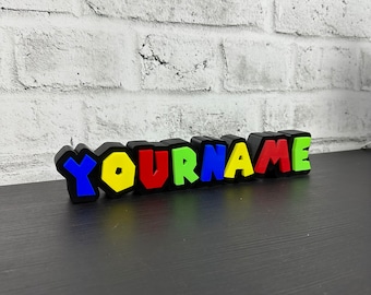 Custom name Super Mario Style Plate Sign | Desk name | Room Decoration