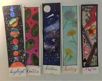 Bookmark Custom Watercolor and Calligraphy 1"x5"
