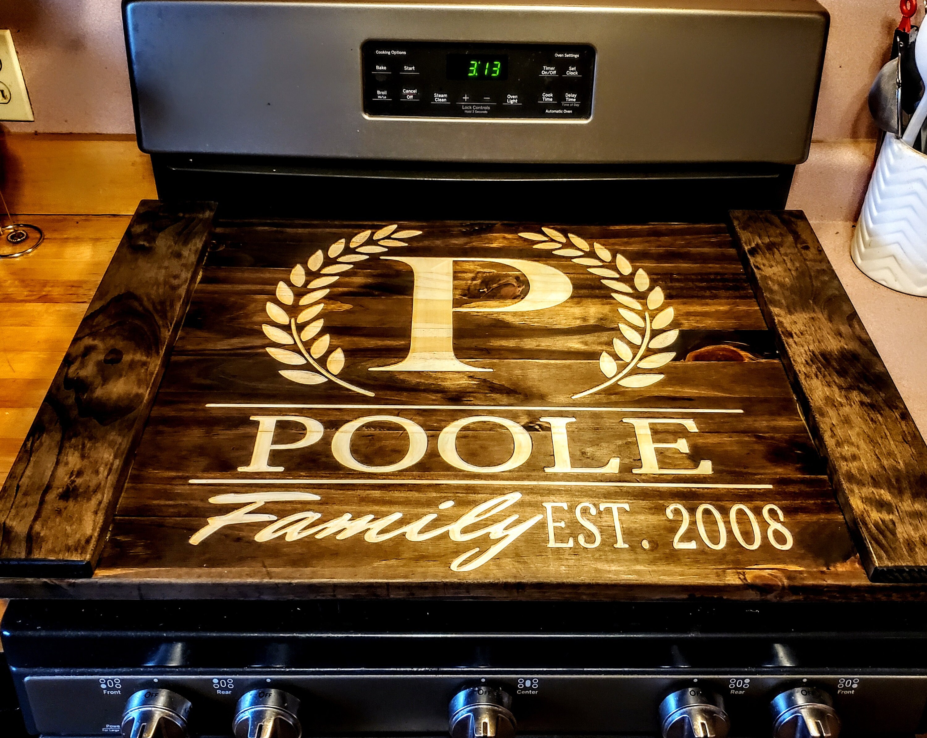 Personalized Noodle Board for Stove Top. Hand Made Hard Wood Gas or  Electric Range Cover. Real Cherry, Walnut, Maple. No Stains. Food Safe. 