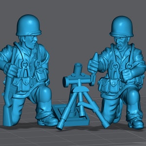 WW2 USMC Light Mortar Team 28mm Miniature