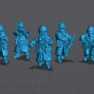 WW2 US Army Winter SMG Gunners 28mm Miniatures