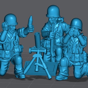 WW2 USMC Medium Mortar Team 28mm Miniature