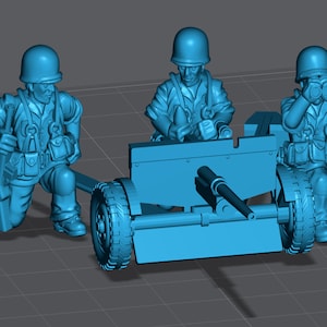 WW2 USA 37mm Anti-Tank Cannon Team 28mm Miniature