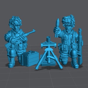 WW2 US Airborne Light Mortar Team 28mm Miniature