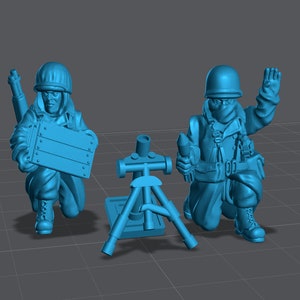 WW2 US Army Winter Light Mortar Team 28mm Miniature