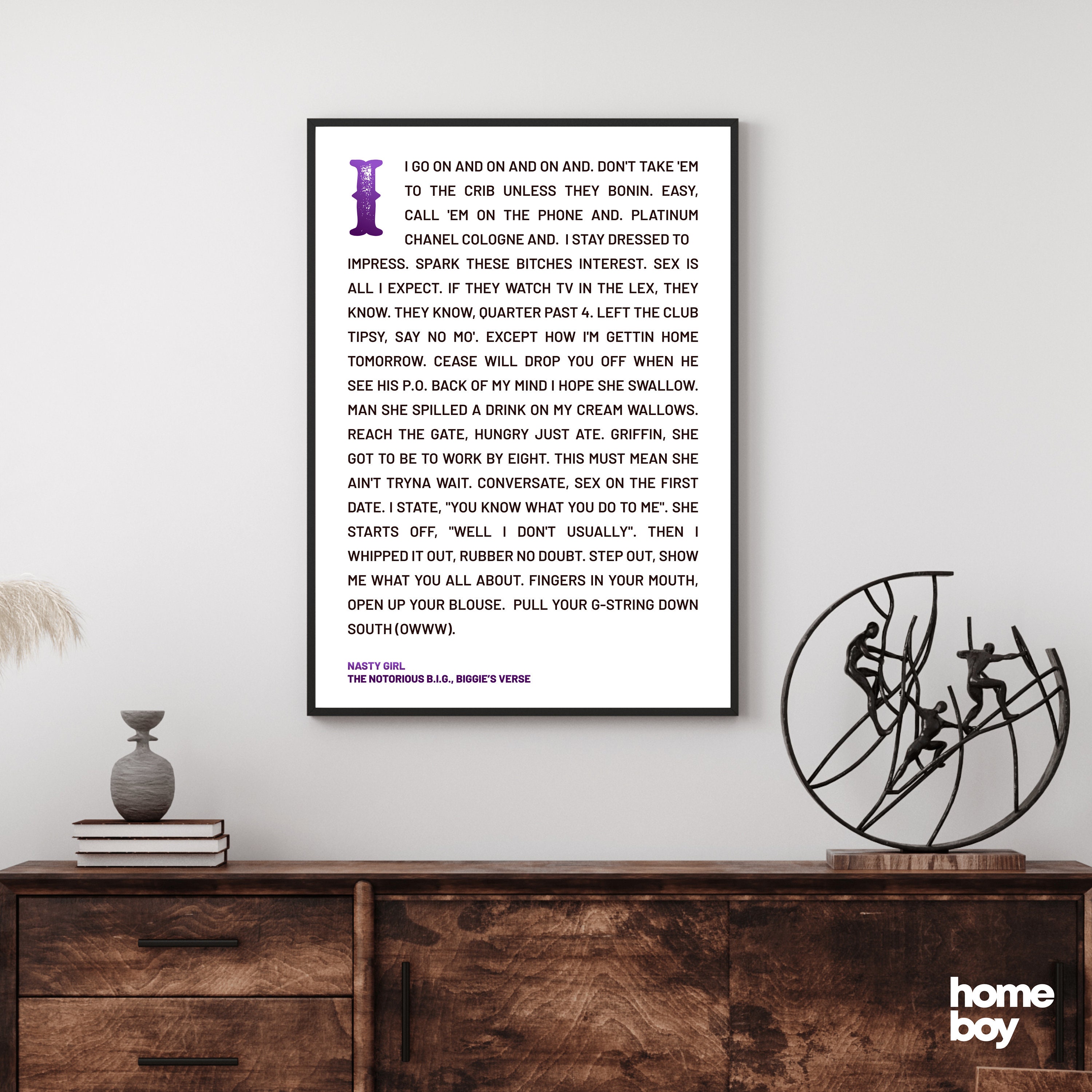 The Notorious B.I.G. Nasty Girl Lyrics Poster Rap Lyrics Wall Art