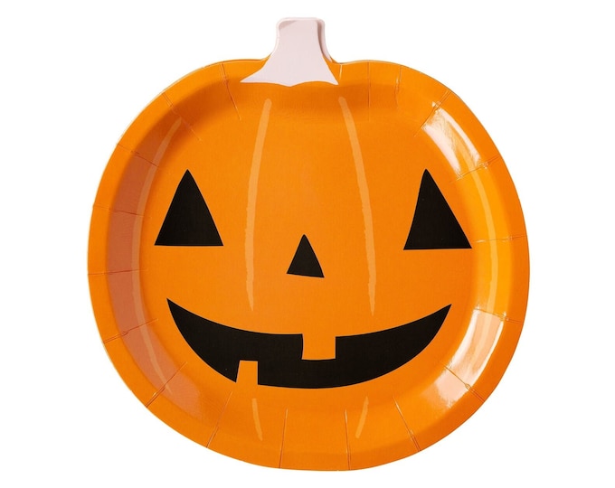 Pumpkin Shaped Paper Plate - Halloween Tableware - Halloween Decorations - Halloween Supplies - Halloween Birthday - Halloween Plates