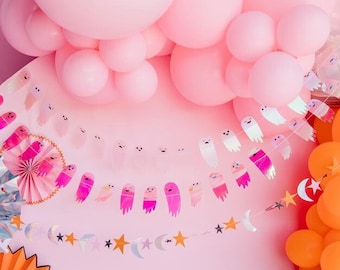 Happy Bunting Iridescent Mini Banner Set - Halloween Party Décor - Halloween Party Banner - Halloween Photo Backdrop - Ghost Banner