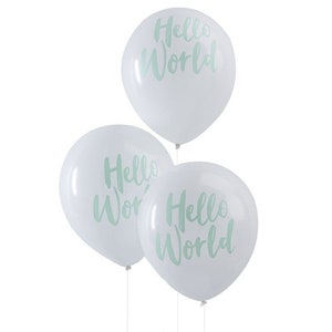 Hello World ベビーシャワーバルーン - ベビーシャワーのデコレーション - 性別発表のアイデア - 男の子のベビーシャワー - 女の子のベビーシャワー - 赤ちゃん歓迎ホームデコレーション