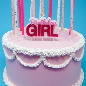 Birthday Girl Decal Candle- Birthday Cake Candles - Specialty Cake Candles - Fancy Cake Candles - Trendy Cake Candles - Pink Cake Candles