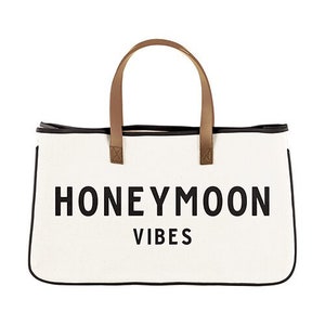 Honeymoon Vibes Canvas Tote Bag - Gift for the Bride - Bridal Shower Gift - Honeymoon Gift Ideas - Honeymoon Travel Bag - Canvas Tote Bag