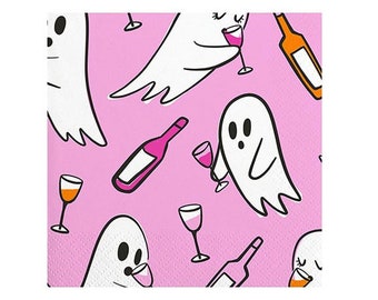 Drinking Ghost Beverage Napkins - Halloween Napkins - Hallowine Party - Halloween Party Supplies - Halloween Birthday - Halloween Tableware