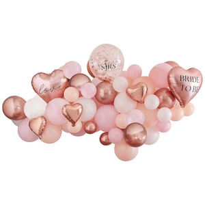 Bridal Shower Balloon Arch Kit - Bachelorette Party Decor - Engagement Party Ideas - She Said Yes - Future Mrs - I Do - Rose Gold Hearts