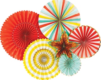 Circus Party Fans (6 Ct.) - Carnaval Party Fans - Onder de Big Top Verjaardagsfeestje - Circus Photobooth Achtergrond