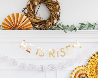 He Is Risen Banner Set - Decorazioni Pasquali Religiose - Decorazione da Parete Pasquale - Celebrazione Pasquale - Stendardo Pasquale - Forniture per Feste Pasquali