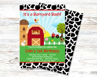Farm Theme Birthday Invitations - Farm Animals Birthday - Barnyard Birthday Invitation - Printable Farm Invitation - Digital Barnyard Invite