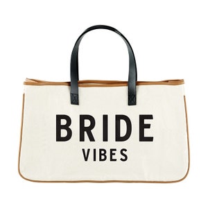 Bride Vibes Canvas Tote - Bride Gift Ideas - Gift for Bride - Honeymoon Essentials - Bridal Shower Gift - Honeymoon Ideas - Bride Travel Bag