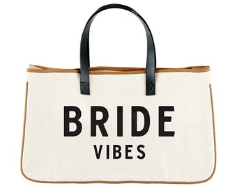 Bride Vibes Canvas Tote - Bride Gift Ideas - Gift for Bride - Honeymoon Essentials - Bridal Shower Gift - Honeymoon Ideas - Bride Travel Bag