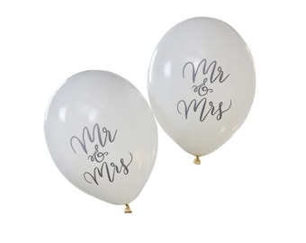 Mr & Mrs Wedding Balloons (Set di 10) - Decorazioni per addio al nubilato - Palloncini nuziali - Palloncini per addio al nubilato - Palloncini Mr e Mrs