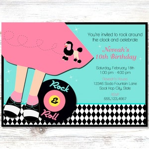 Sock Hop Birthday Invitation - 50&#39;s Sock Hop Party - 50&#39;s Theme Party - Sock Hop Printable Invite - 50&#39;s Invites - Printable Digital Invite