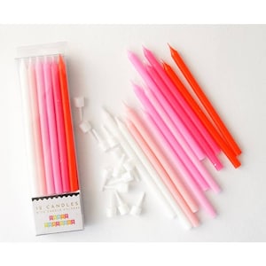 Pink Birthday Candles (Set of 12) - Birthday Cake Candles - Specialty Cake Candles - Fancy Cake Candles - Trendy Cake Candles - Cake Candles