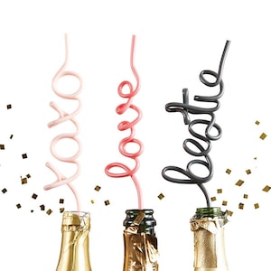Word Straws - Love Straw, XOXO Straw, Bestie Straw - Bachelorette Party Favors - Party Favors - Girls Weekend - Valentine&#39;s Day