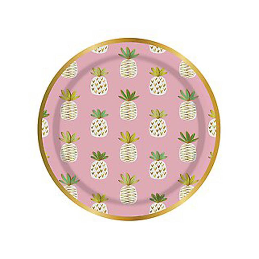 Pink Pineapple Paper Plates Tropical Party Dcor Luau Party Ideas Tiki Party