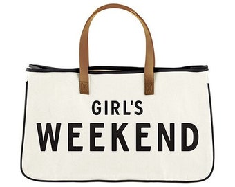 Girl's Weekend Canvas Tote - Bachelorette Weekend - Bridesmaid Gift Ideas - Bride Tribe - Weekend Tote Bag - Bachelorette Party Favors