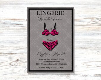Lingerie Bridal Shower Invitation - Lingerie Shower - Bachelorette Party - Lingerie Invitation - Bridal Shower Digital Invite - Printable