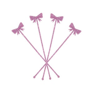 Pink Glitter Bow Drink Stirrers - Acrylic Shaped Stir Sticks - Bachelorette Party Ideas - Girls&#39; Weekend - Bridal Shower Dessert Table