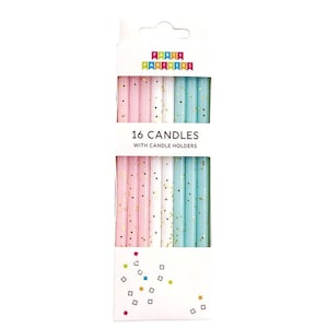 Pastel Gold Glitter Candles (Set of 16) - Birthday Candles - Cake Candles - Cake Toppers - Birthday Cake Candles